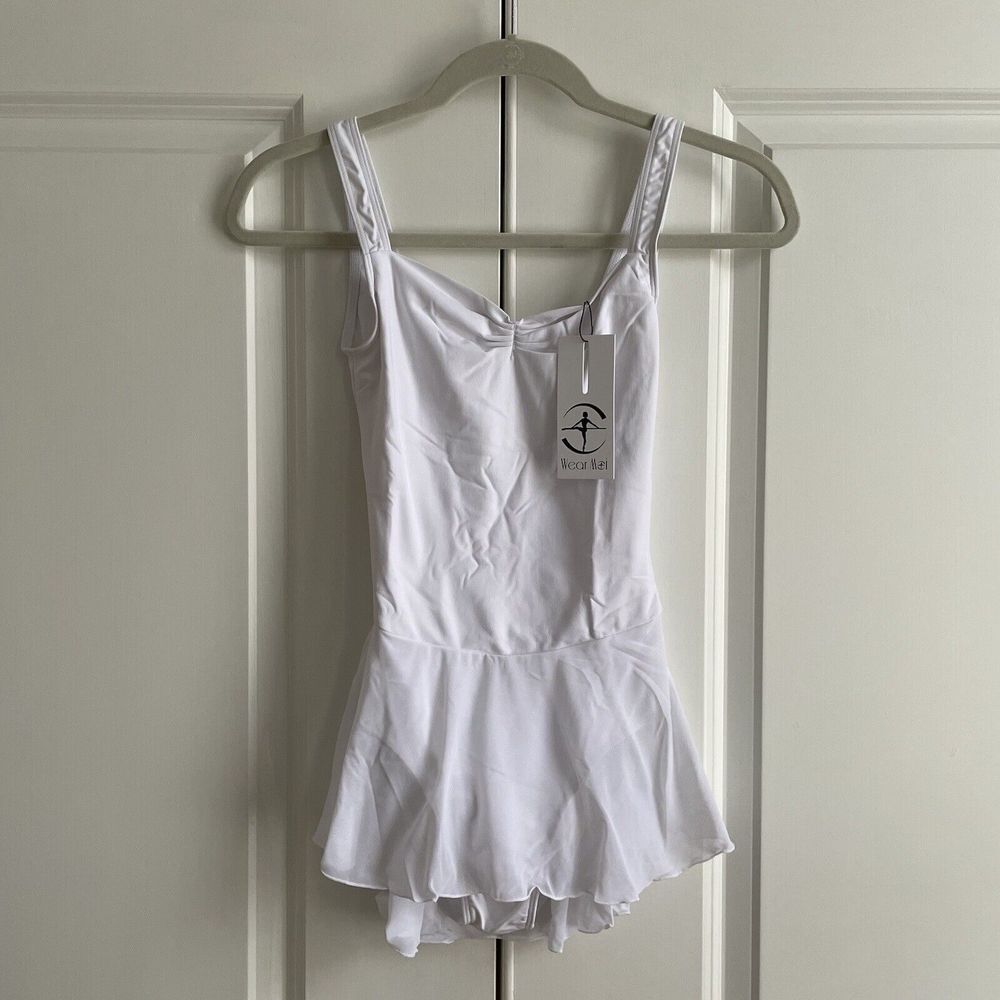NWT Wear Moi White Skirted Balkala Leotard Ballet Dance Dress Skirt Sz S